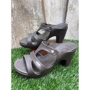 CROCS Cyprus V Platform Heels Sandals Espresso Brown Women's 8 EUC